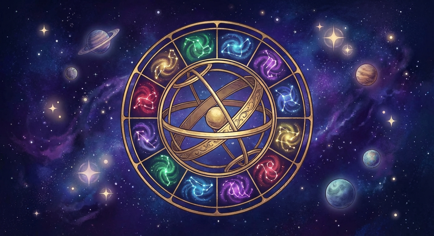 Western zodiac constellation wheel