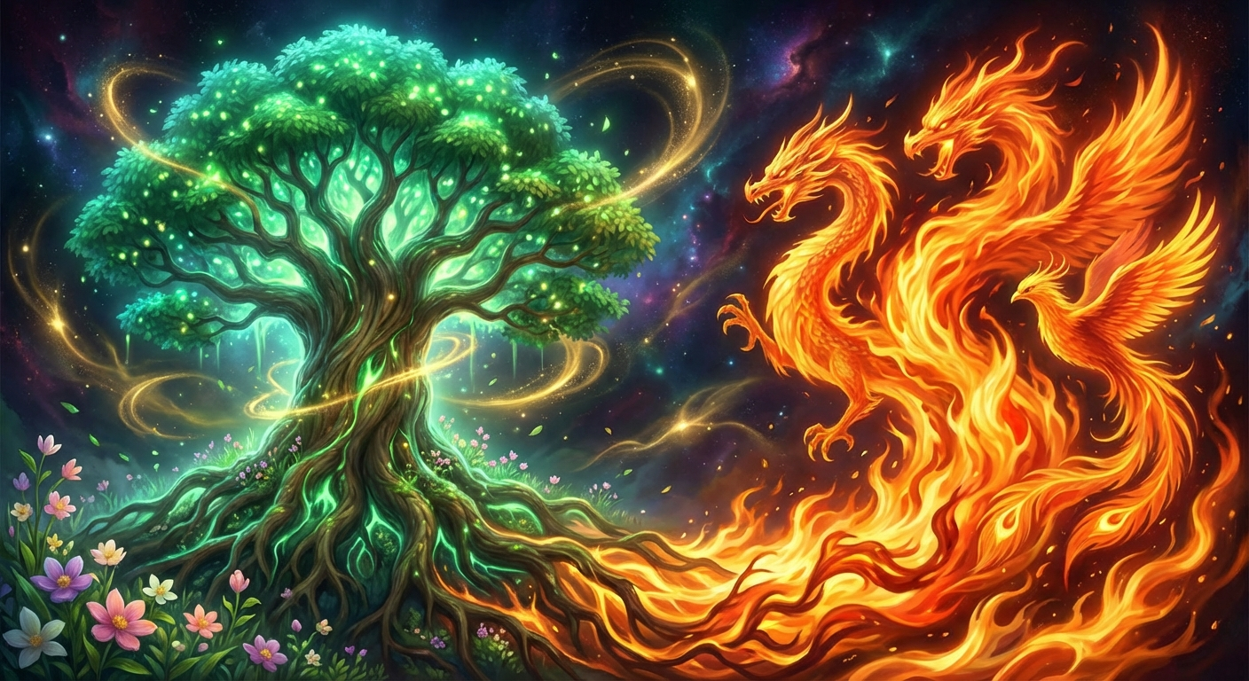 Wood and Fire elements