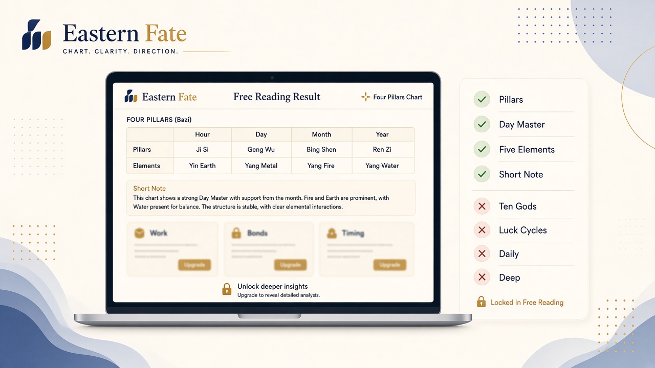Free BaZi chart preview vs paid: how to read the boundary (and when to upgrade)